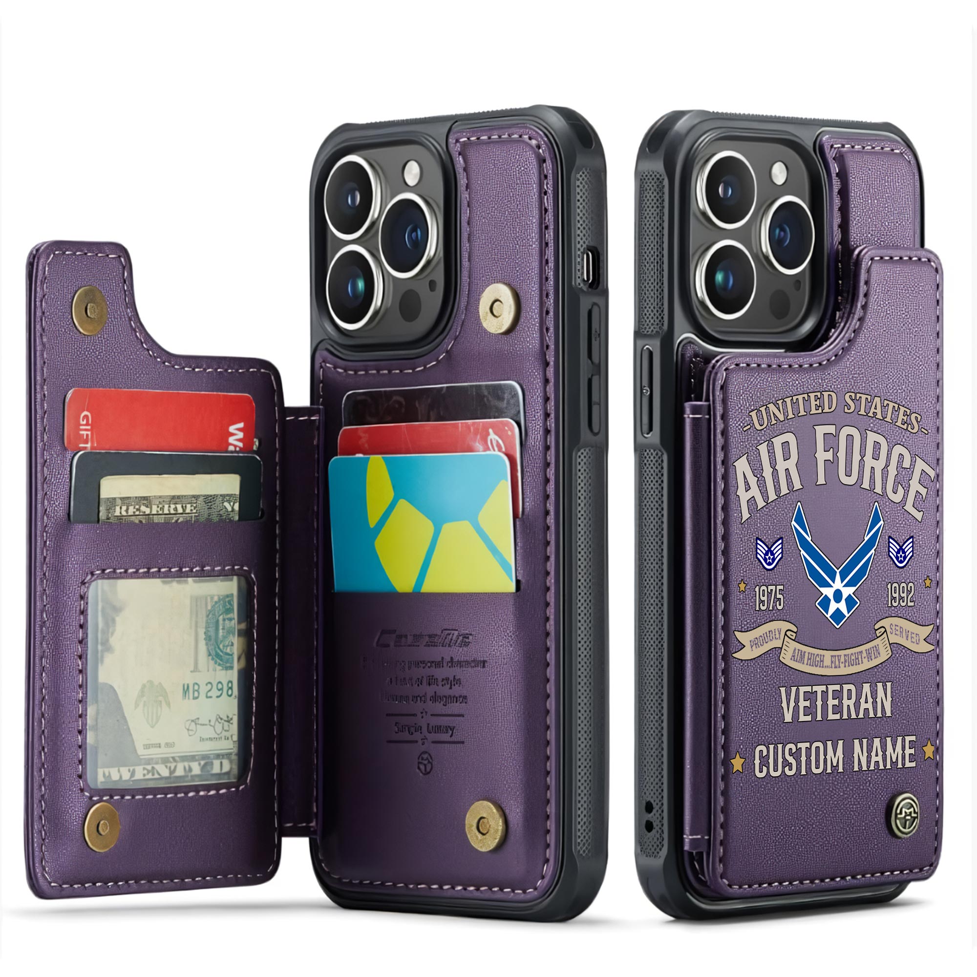 US Air Force , Freedom Over Fear - Leather Flip Phone Case - Image 6