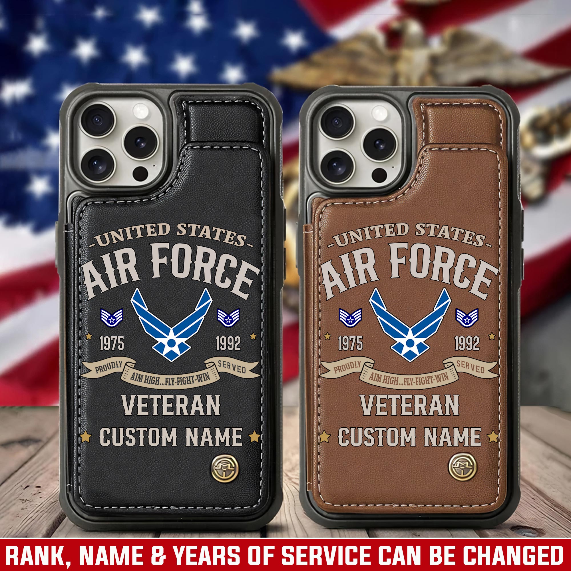 US Air Force , Freedom Over Fear - Leather Flip Phone Case
