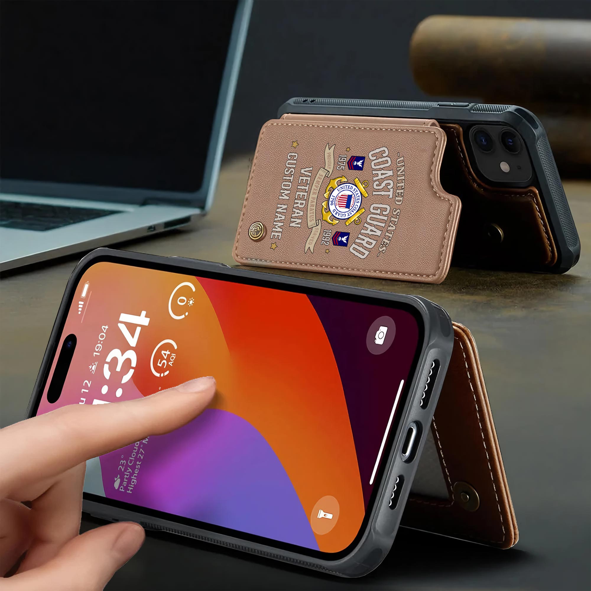 US Coast Guard, E 2 White - Leather Flip Phone Case - Image 3