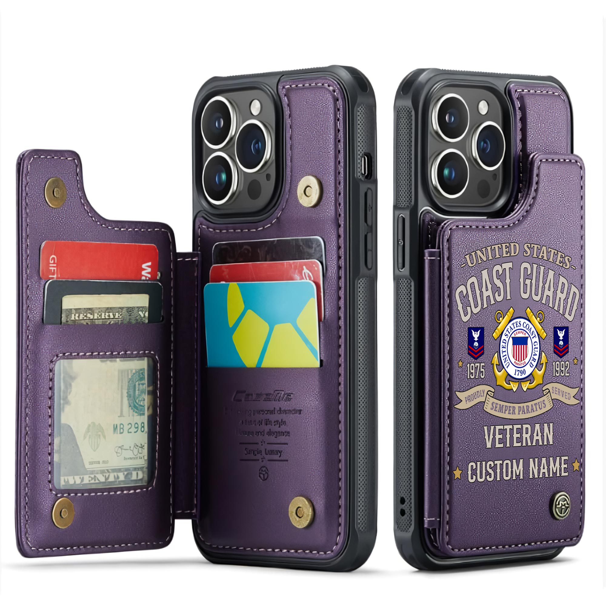 US Coast Guard, E 2 White - Leather Flip Phone Case - Image 6
