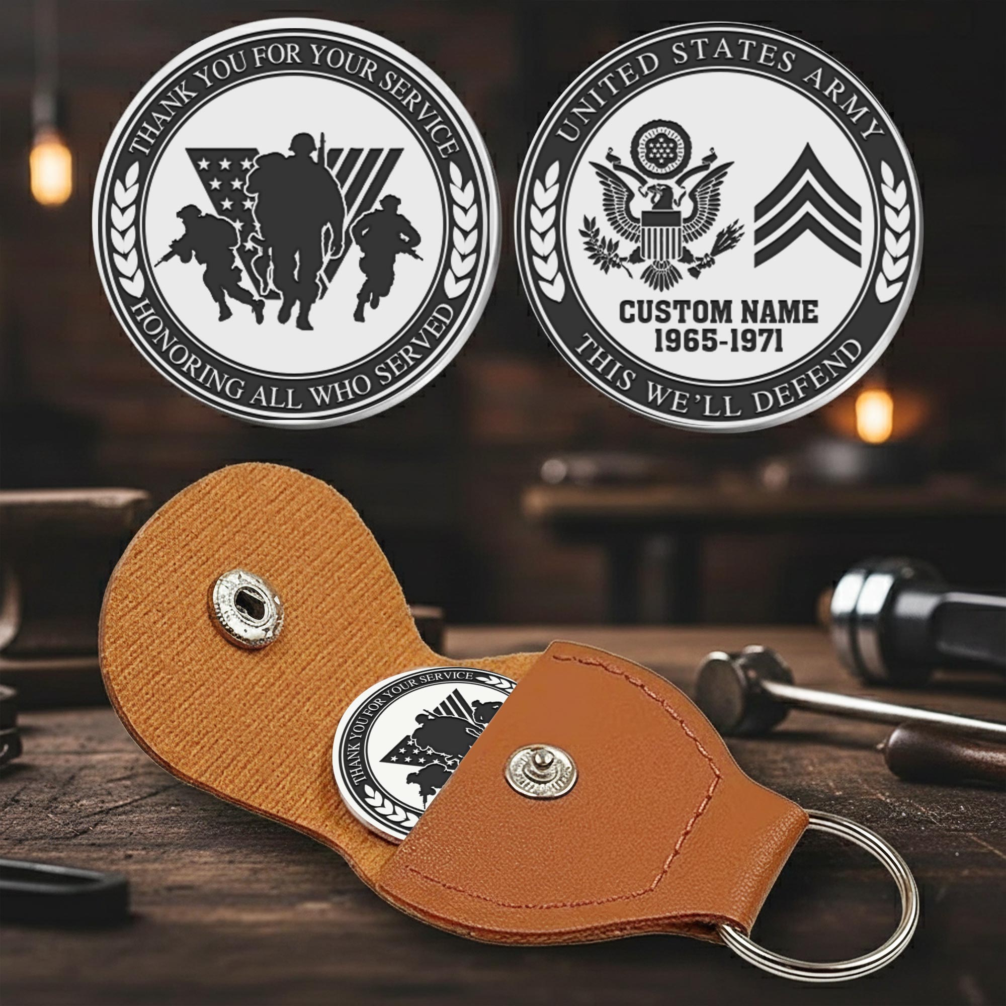 US Army, E 4 Army Corporal - Military Engraved Challenge Coin - Image 2