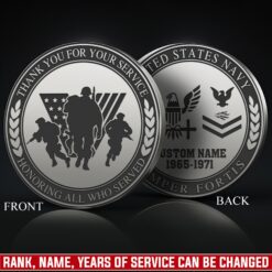 US Navy, Honoring All Who Served - Military Engraved Challenge Coin