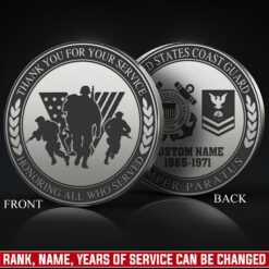 US Coast Guard, American By Birth, Veteran By Choice - Military Engraved Challenge Coin