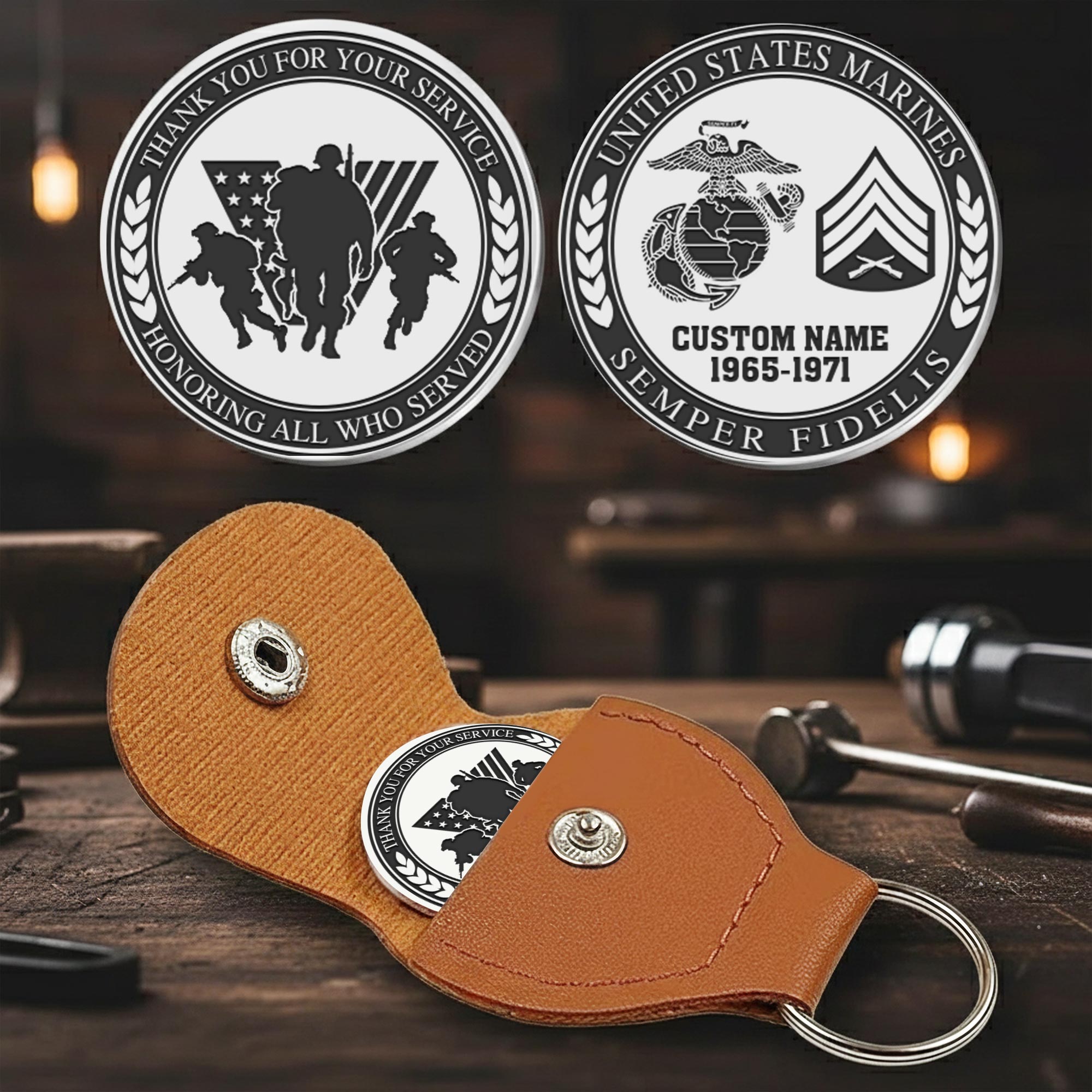 US Marine Corps, E 5 Marines Sergeant - Military Engraved Challenge Coin - Image 2