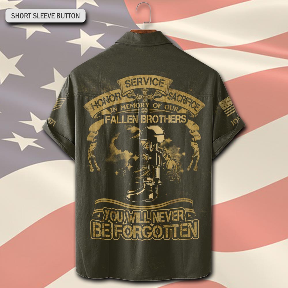 US Air Force , Honoring All Who Served - Short Sleeve Button Shirt - Image 3