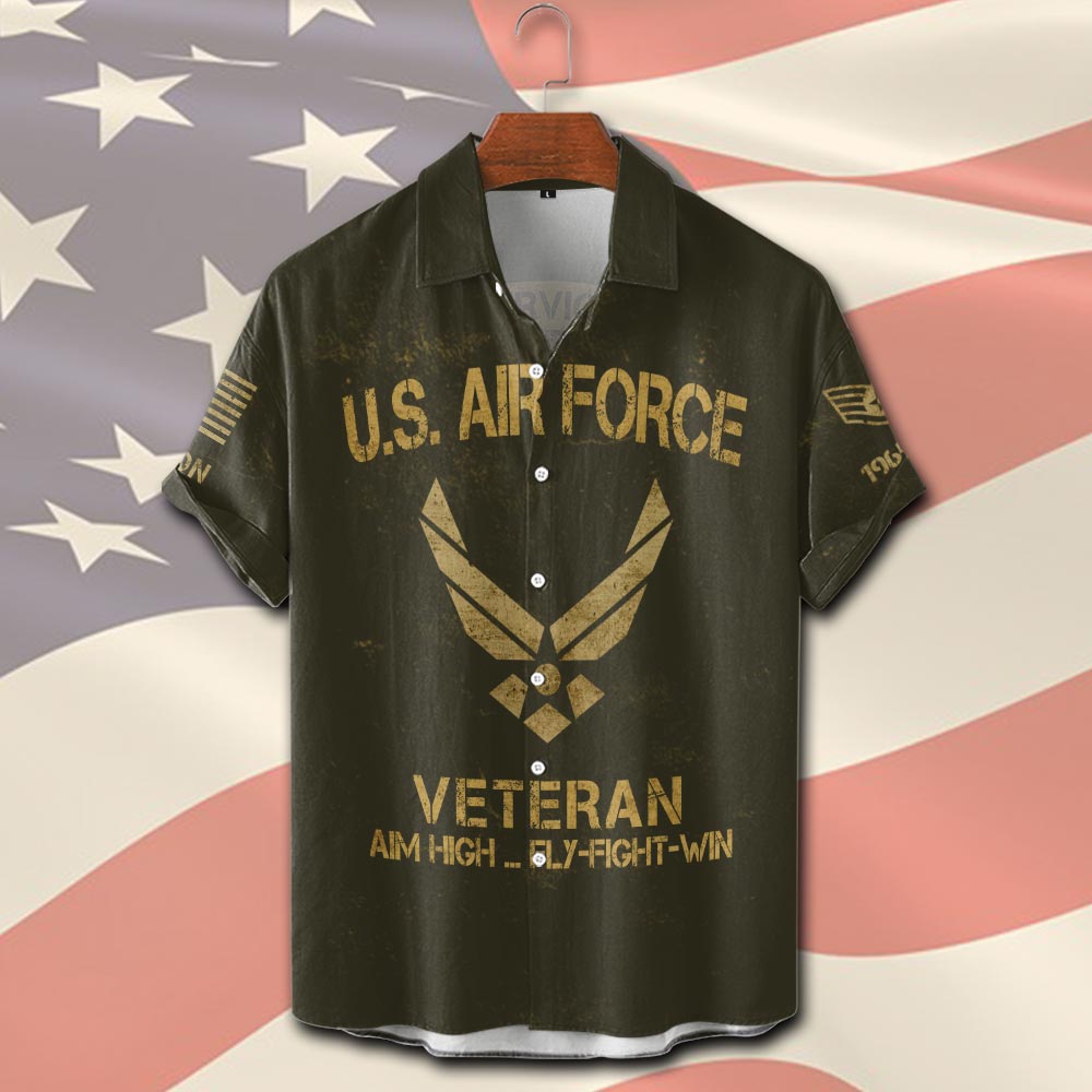US Air Force , Honoring All Who Served - Short Sleeve Button Shirt - Image 2