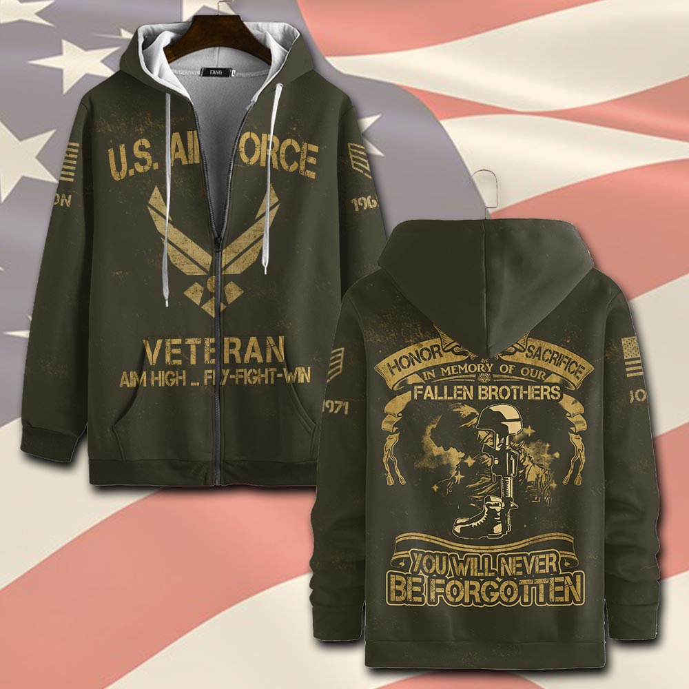 US Air Force , No One Fights Alone - Zip Hoodie