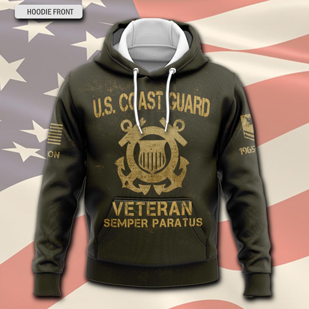 US Coast Guard, American By Birth, Veteran By Choice - Hoodie - Image 2