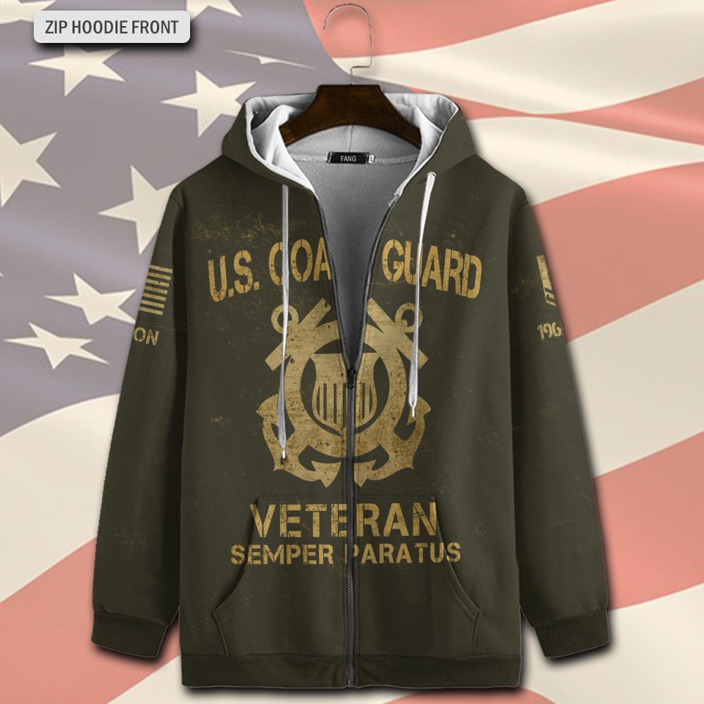 US Coast Guard, E 3 Blue - Zip Hoodie - Image 2