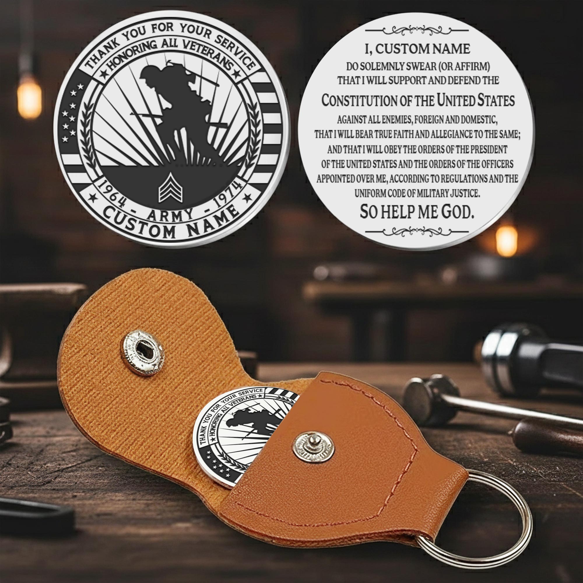 US Army, Defender of Freedom - Military Engraved Challenge Coin - Image 2