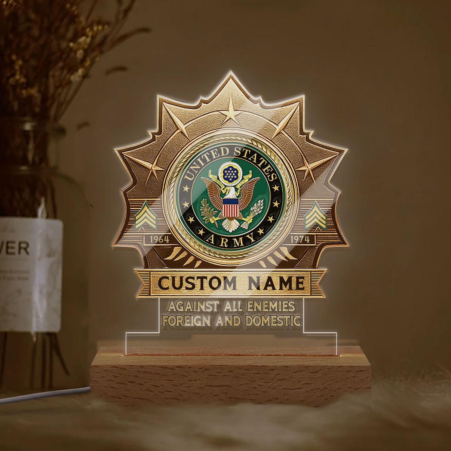 US Army, O 2 Army First Lieutenant - Personalized Led Lamp - Image 2