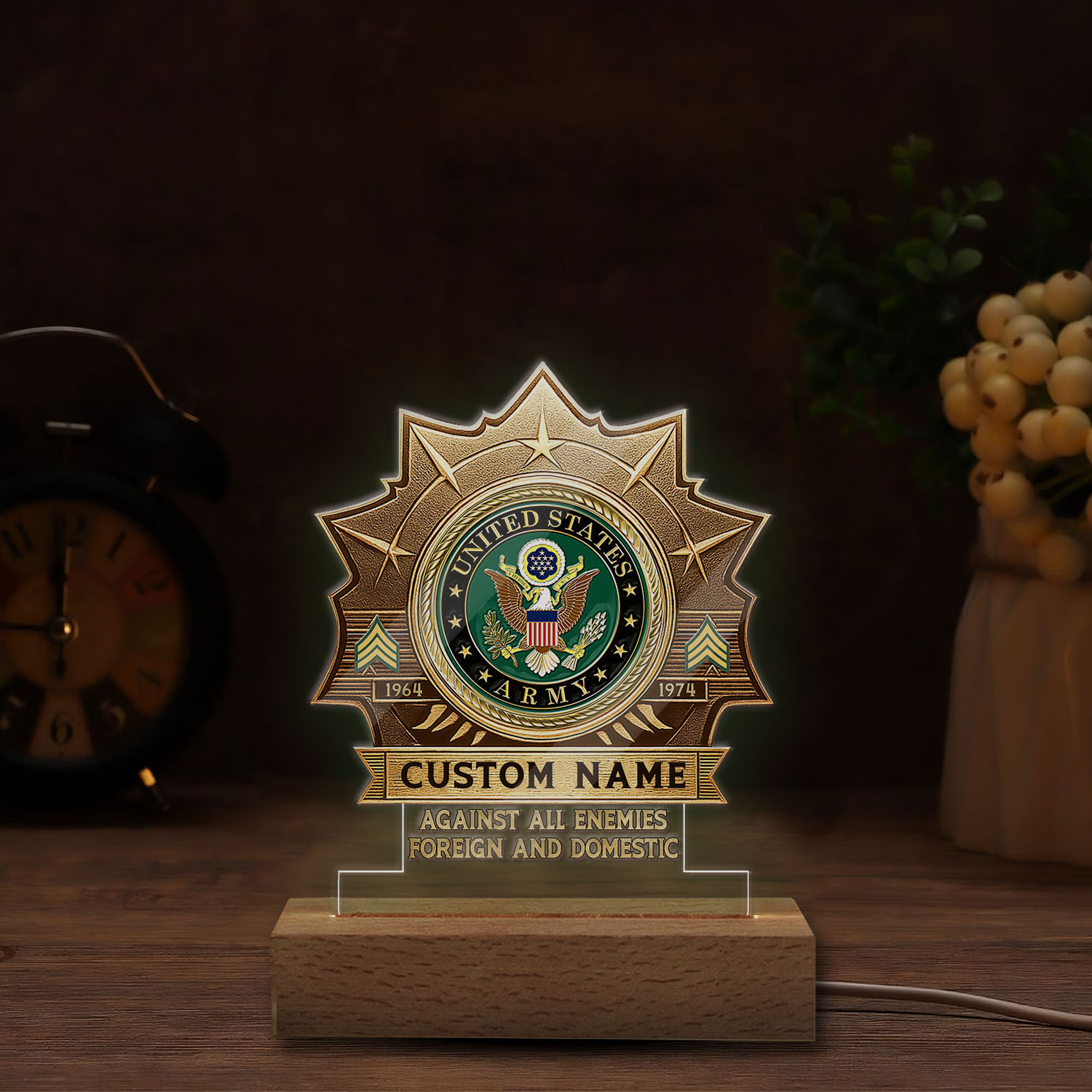 US Army, O 2 Army First Lieutenant - Personalized Led Lamp - Image 4