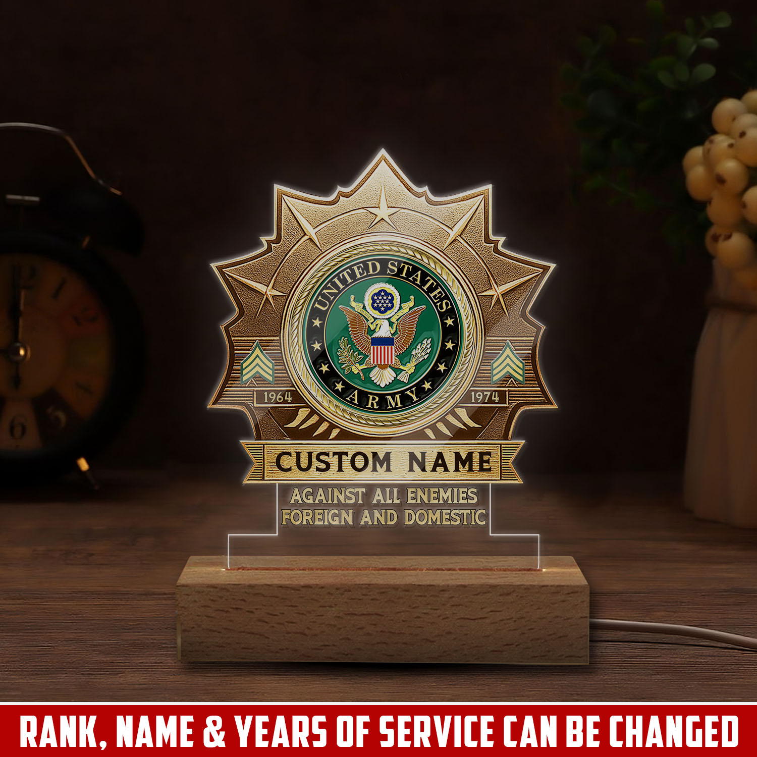 US Army, O 2 Army First Lieutenant - Personalized Led Lamp