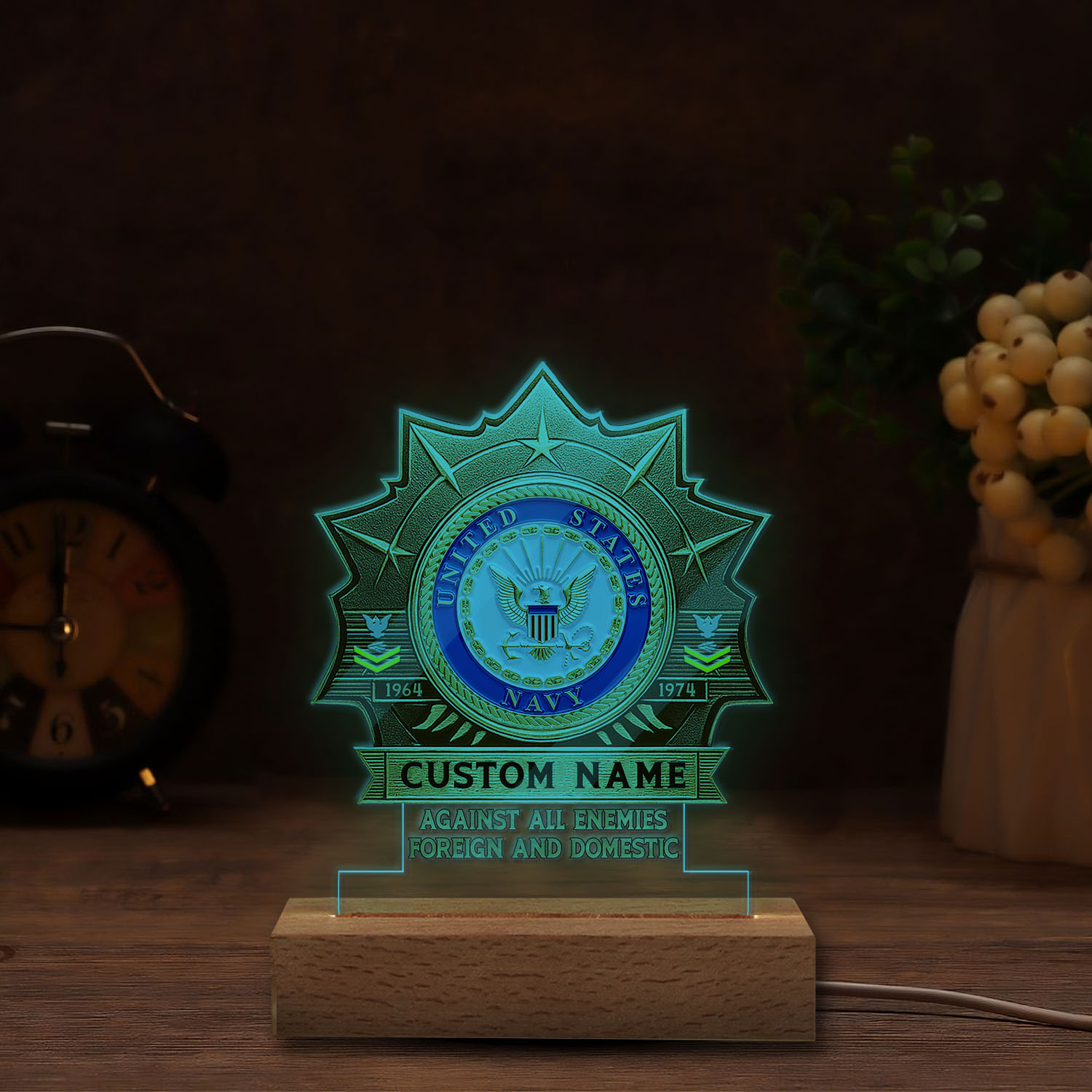 US Navy, E 4 Gold - Personalized Led Lamp - Image 6
