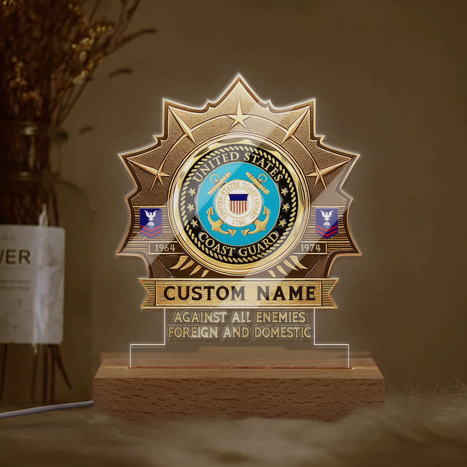 US Coast Guard, All Gave Some, Some Gave All - Personalized Led Lamp - Image 2