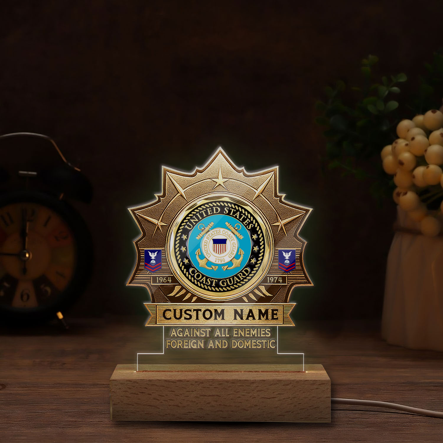 US Coast Guard, All Gave Some, Some Gave All - Personalized Led Lamp - Image 4