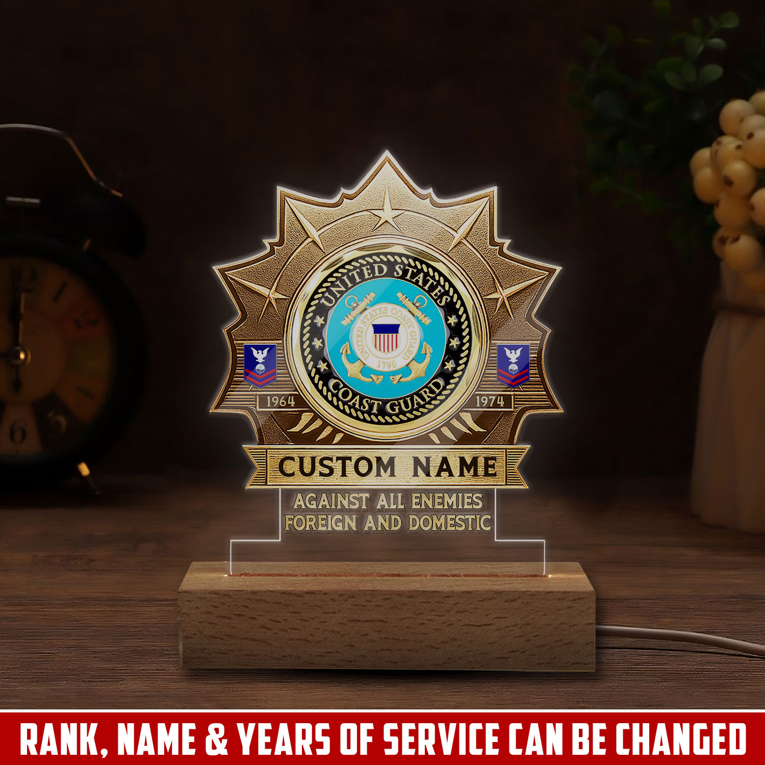 US Coast Guard, All Gave Some, Some Gave All - Personalized Led Lamp