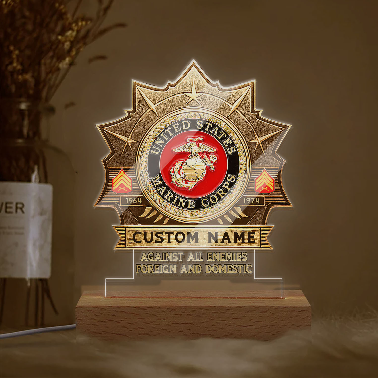 US Marine Corps, No One Fights Alone - Personalized Led Lamp - Image 2