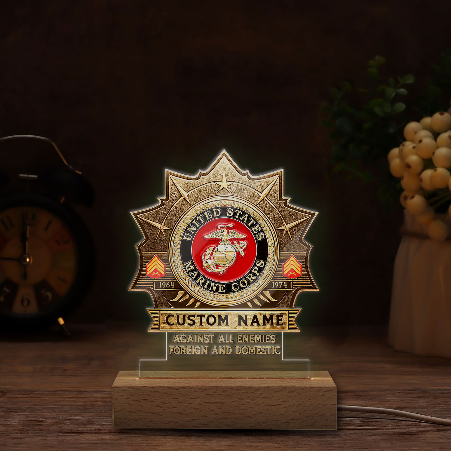 US Marine Corps, No One Fights Alone - Personalized Led Lamp - Image 4