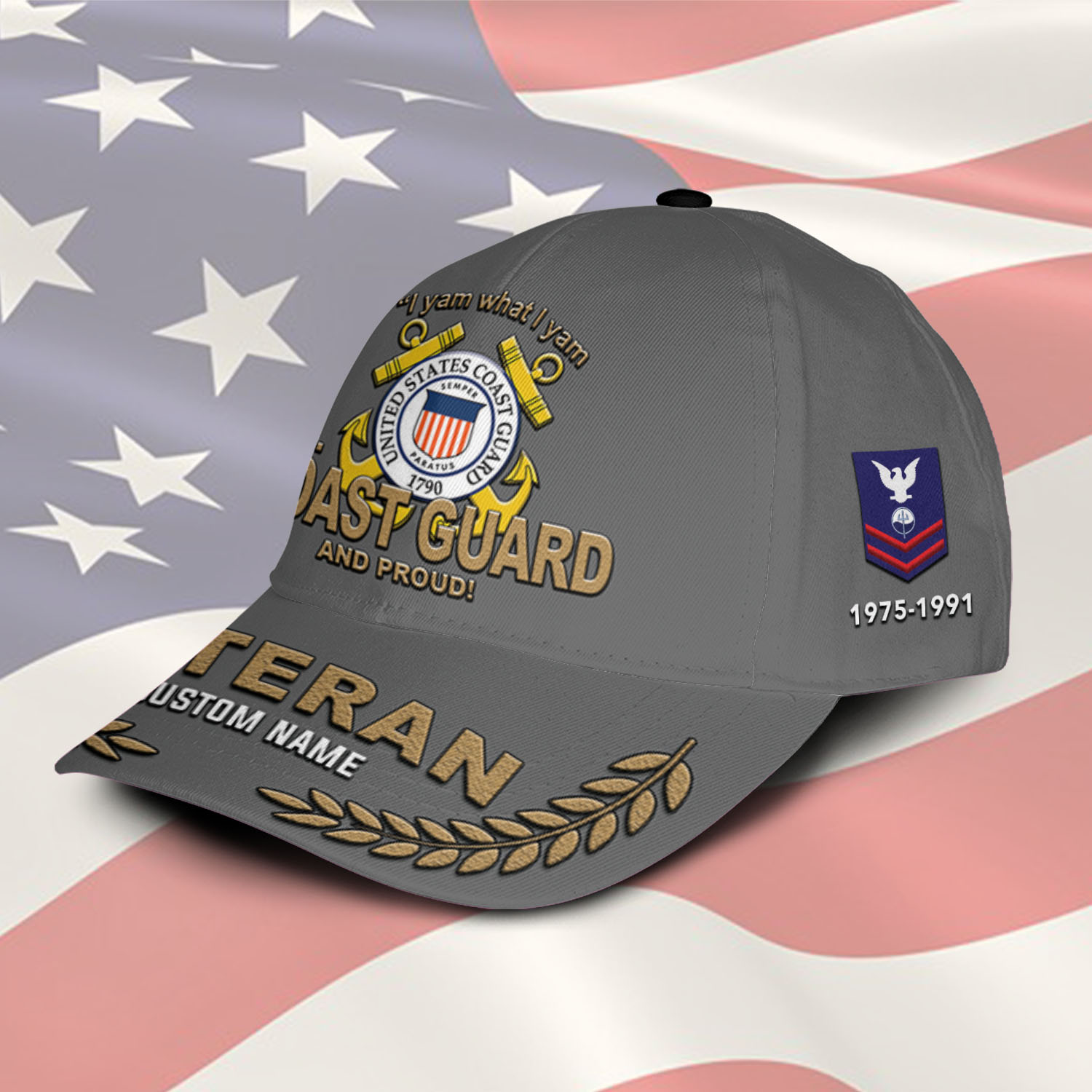 US Coast Guard, American By Birth, Veteran By Choice - Classic Cap - Image 2
