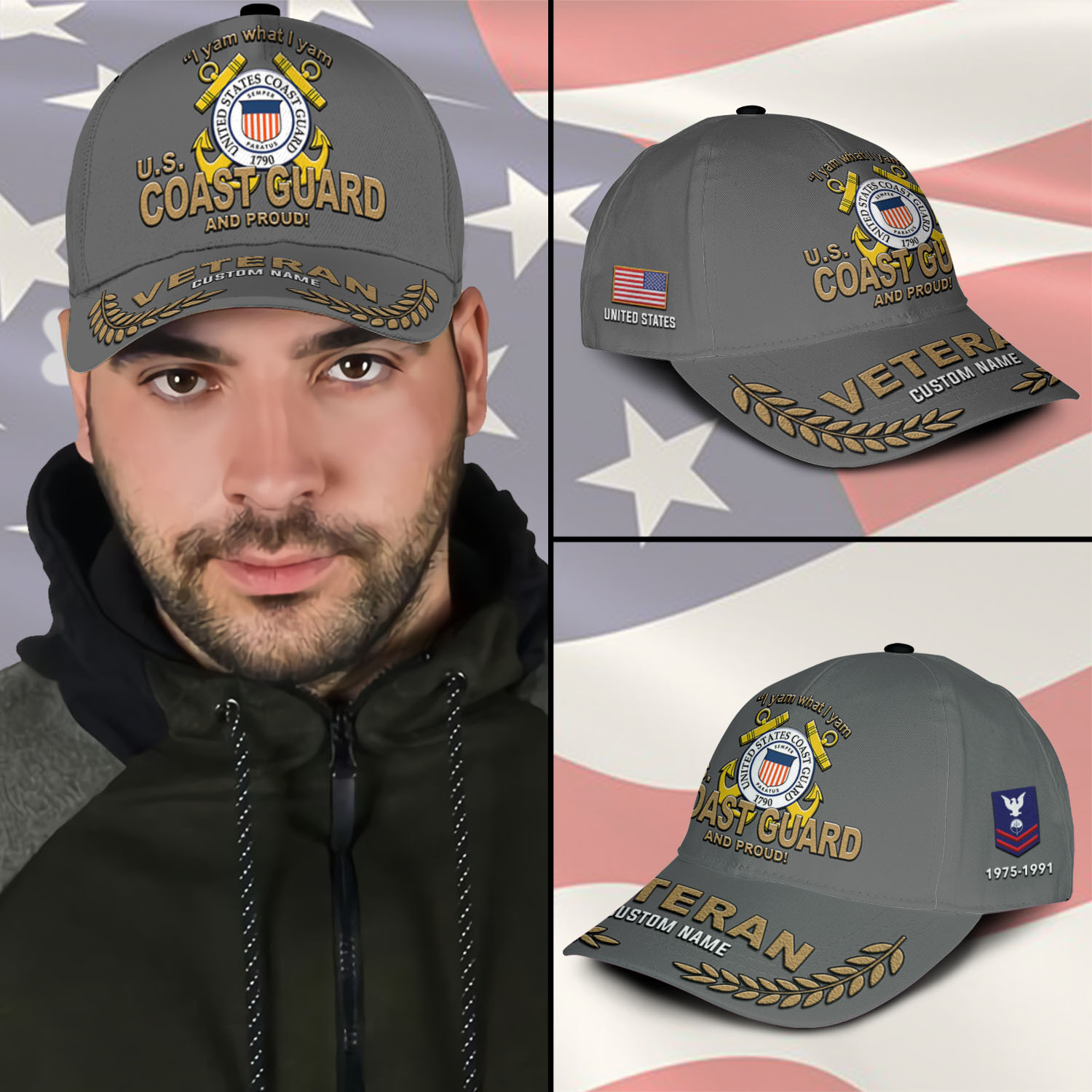 US Coast Guard, American By Birth, Veteran By Choice - Classic Cap - Image 3