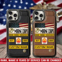 US Marine Corps, Land Of The Free, Because Of The Brave - Leather Flip Phone Case