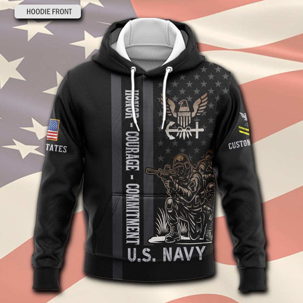 US Navy, E 3 White - Hoodie - Image 2