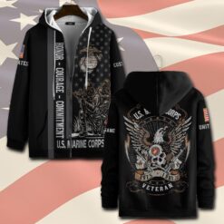 US Marine Corps, Land Of The Free, Because Of The Brave - Zip Hoodie