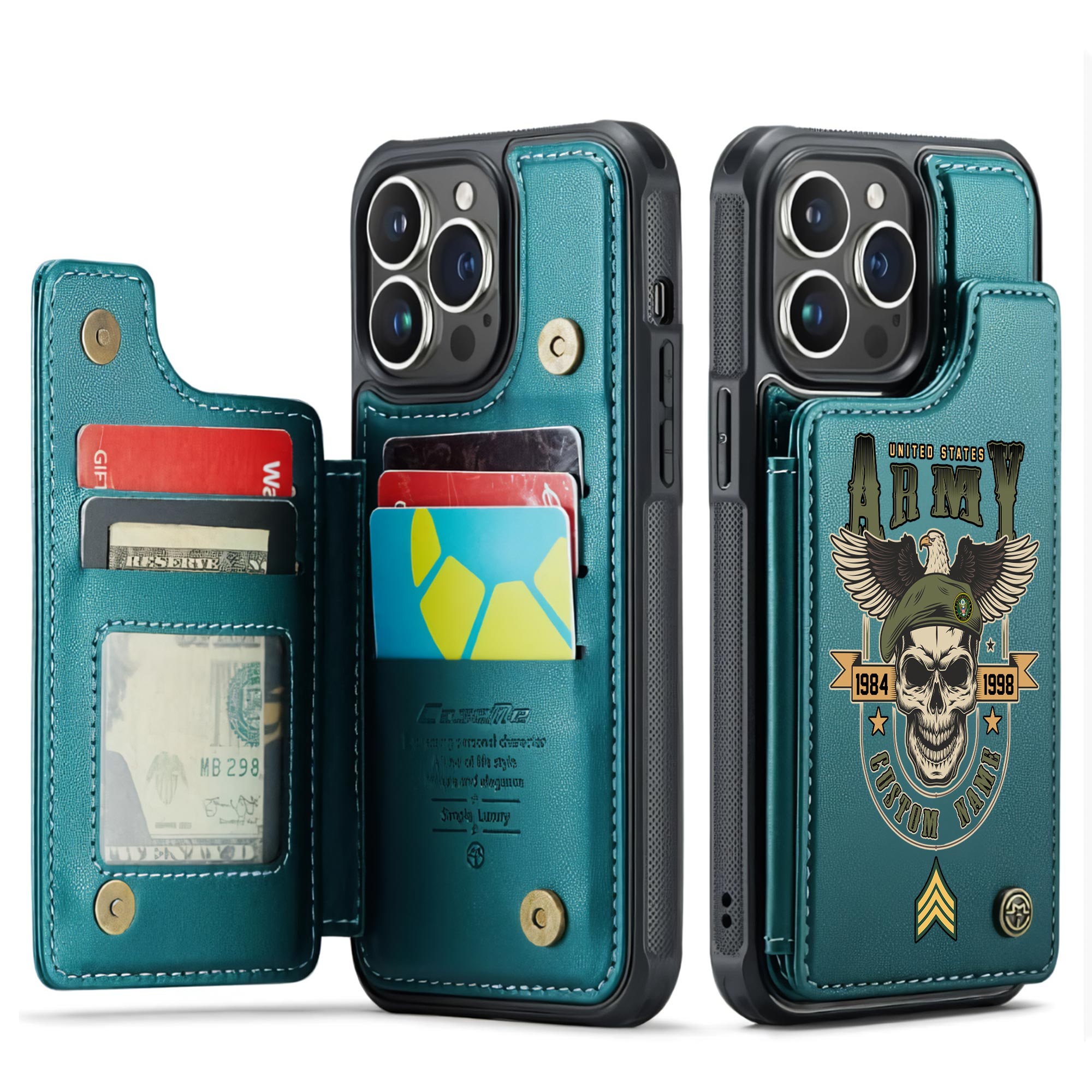 US Army, E 4 Army Corporal - Leather Flip Phone Case - Image 5