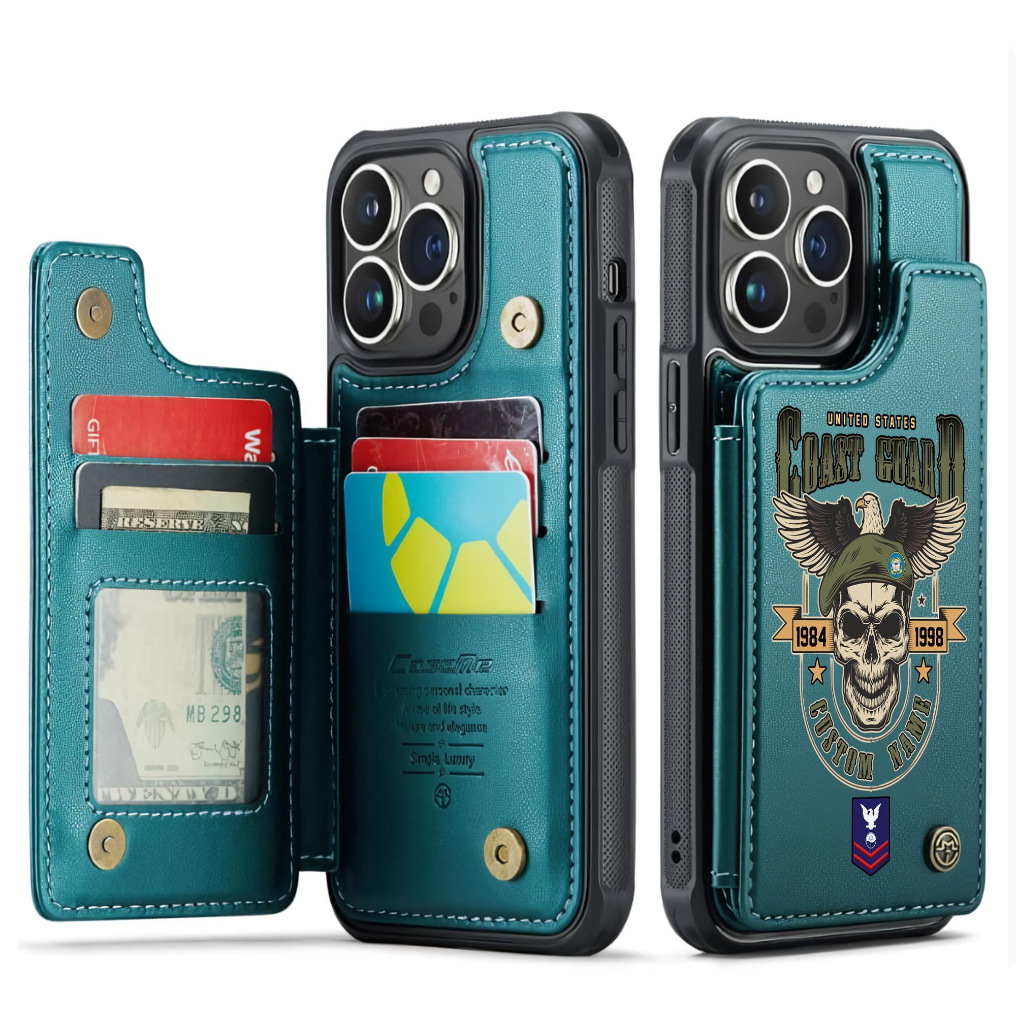 US Coast Guard, Duty, Honor, Country - Leather Flip Phone Case - Image 5