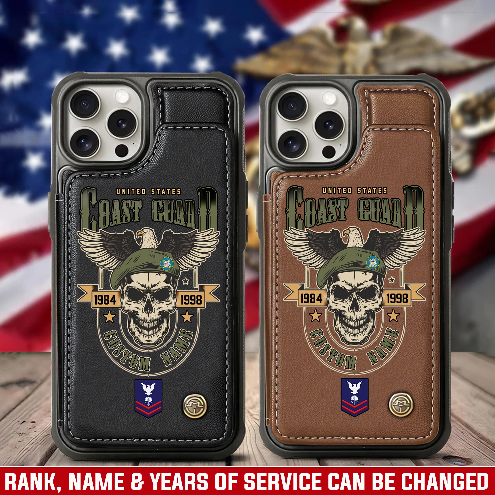 US Coast Guard, Duty, Honor, Country - Leather Flip Phone Case