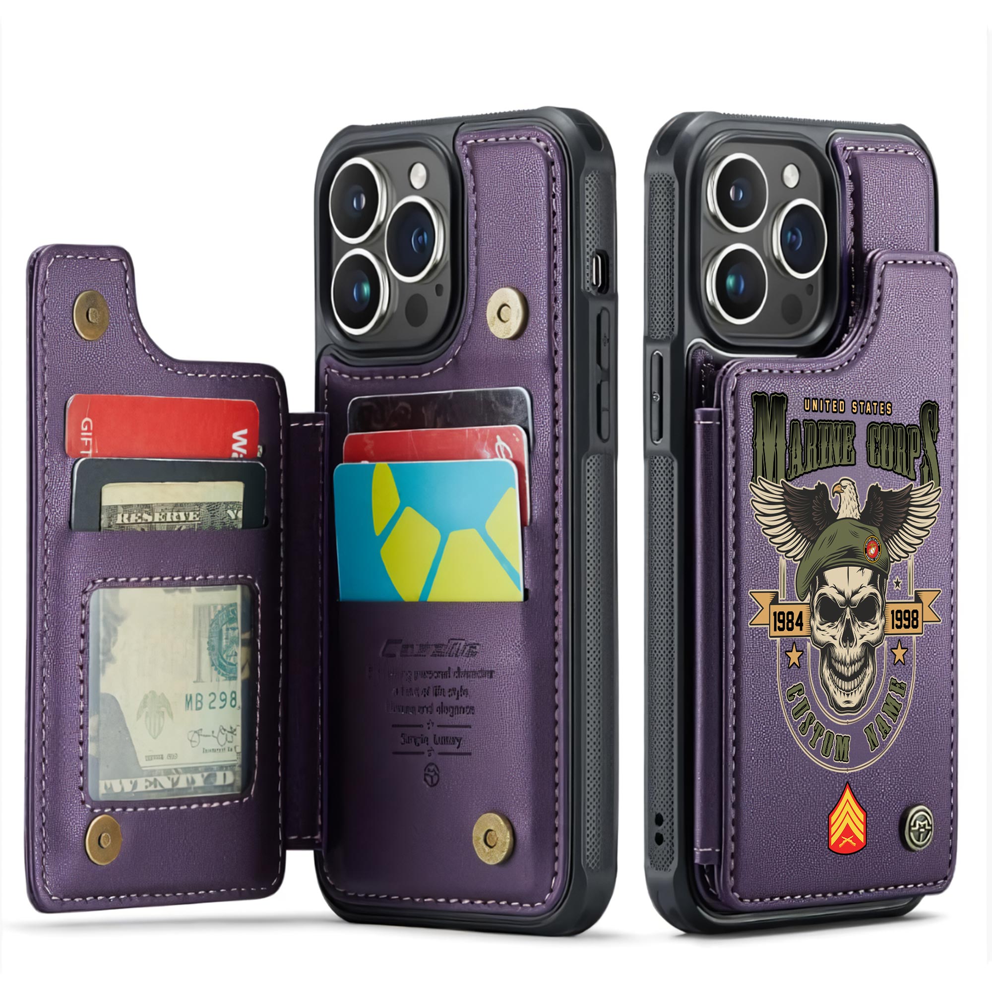 US Marine Corps, Duty, Honor, Country - Leather Flip Phone Case - Image 6