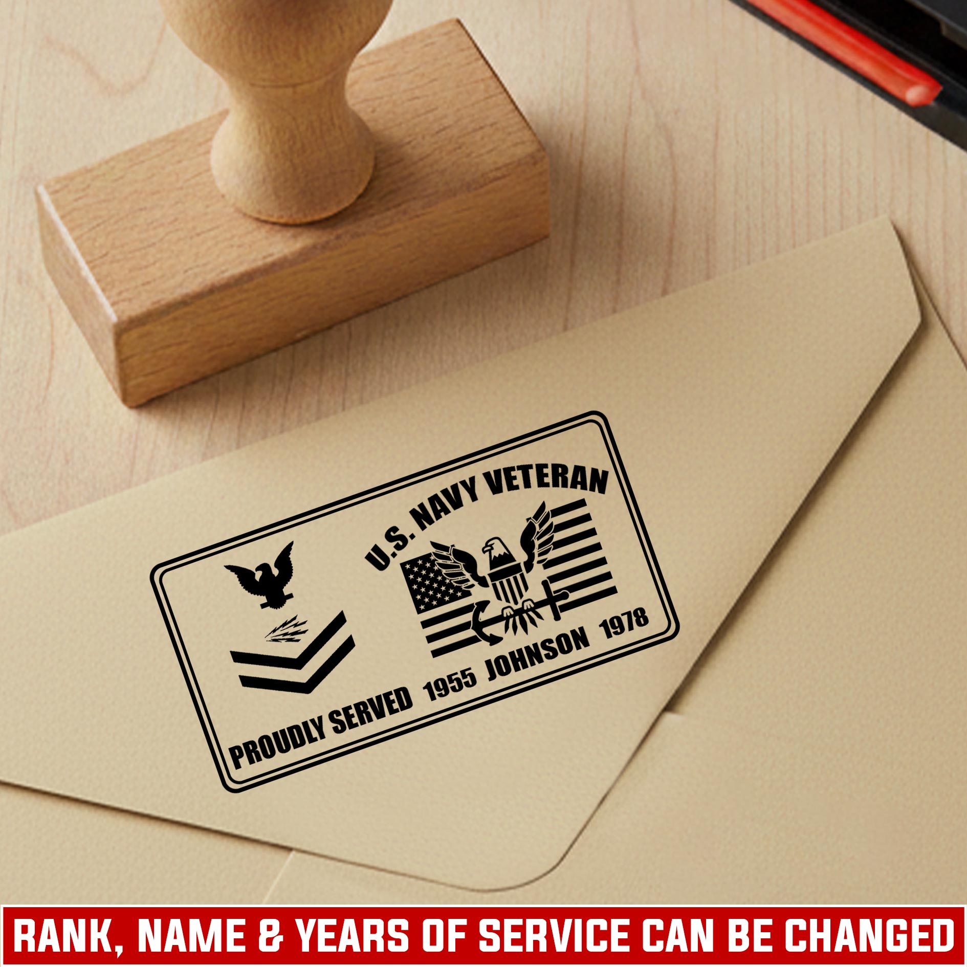US Navy, Freedom Isn't Free - Personalized Military Rectangular Wooden Stamp