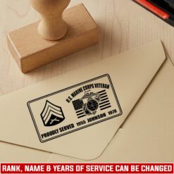 US Marine Corps, Thank a Veteran - Personalized Military Rectangular Wooden Stamp