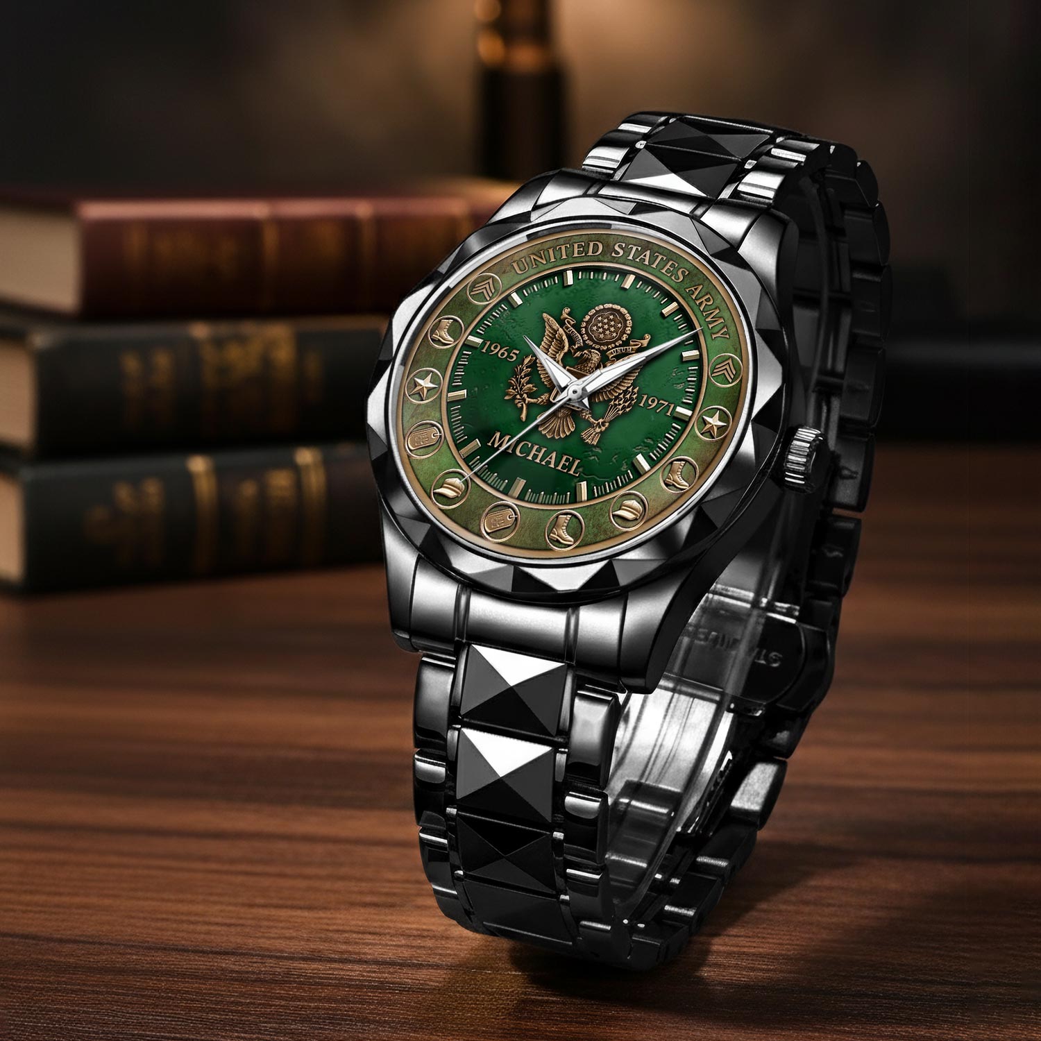 US Army, Duty, Honor, Country - Diamond-Cut Bezel Watch - Image 3