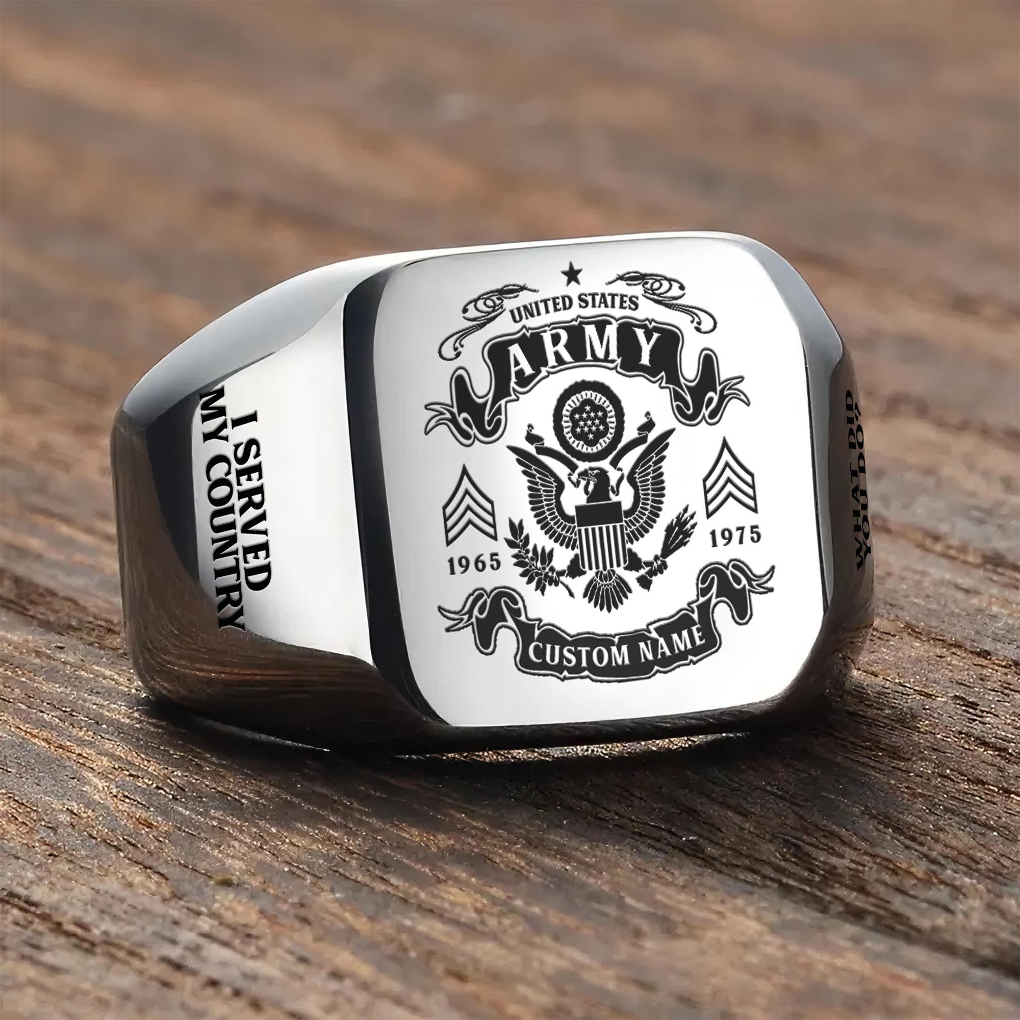 US Army, O 2 Army First Lieutenant - Engraved Men's Ring - Image 3