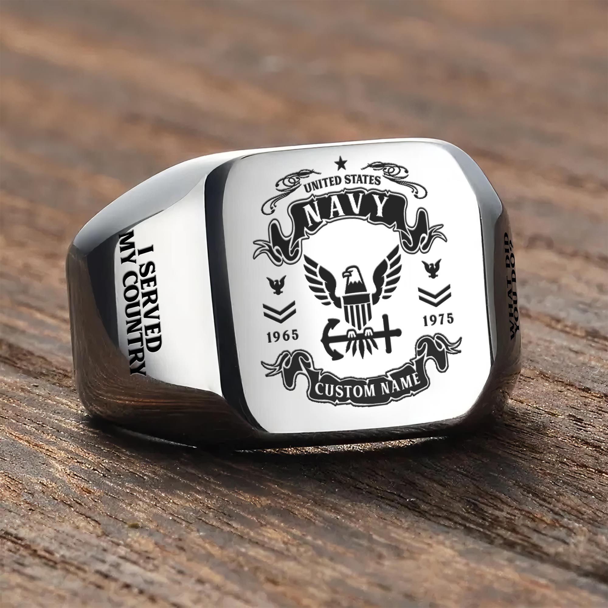 US Navy, E 7 Gold - Engraved Men's Ring - Image 3