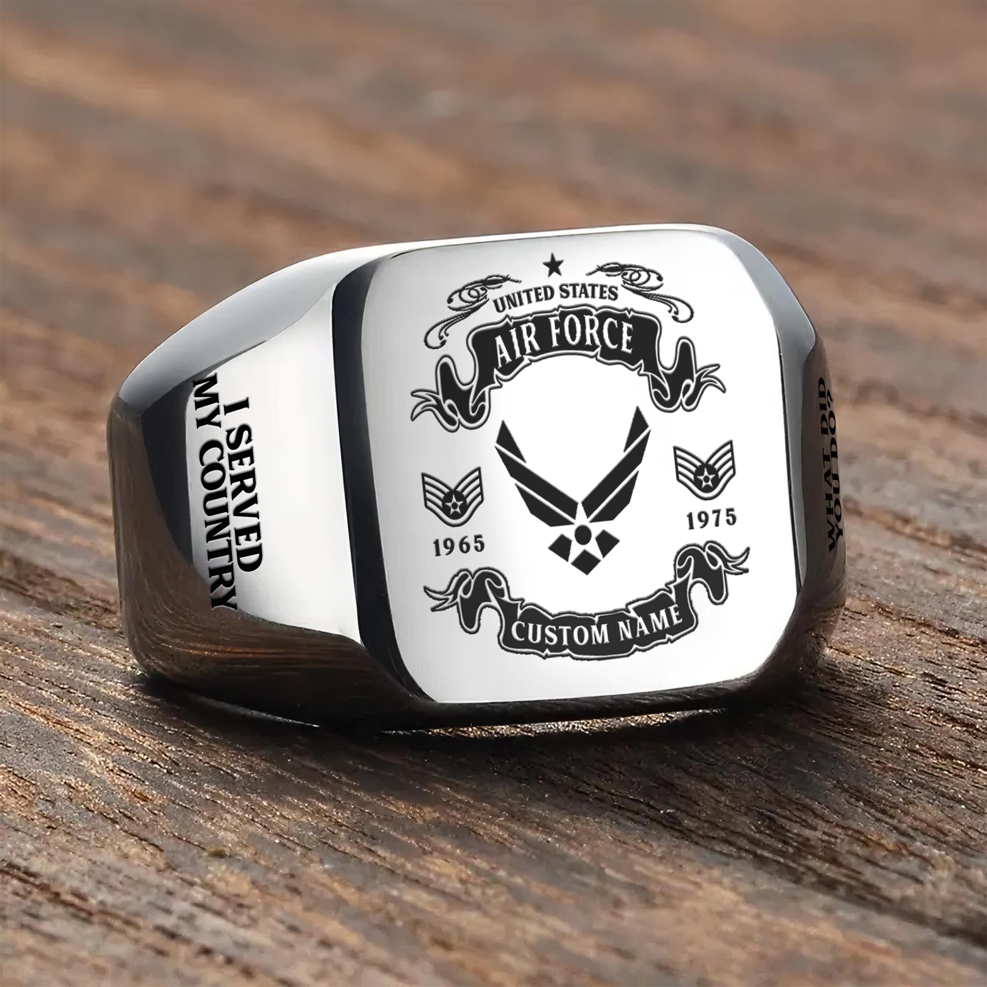 US Air Force , O 6 Air Force Colonel - Engraved Men's Ring - Image 3