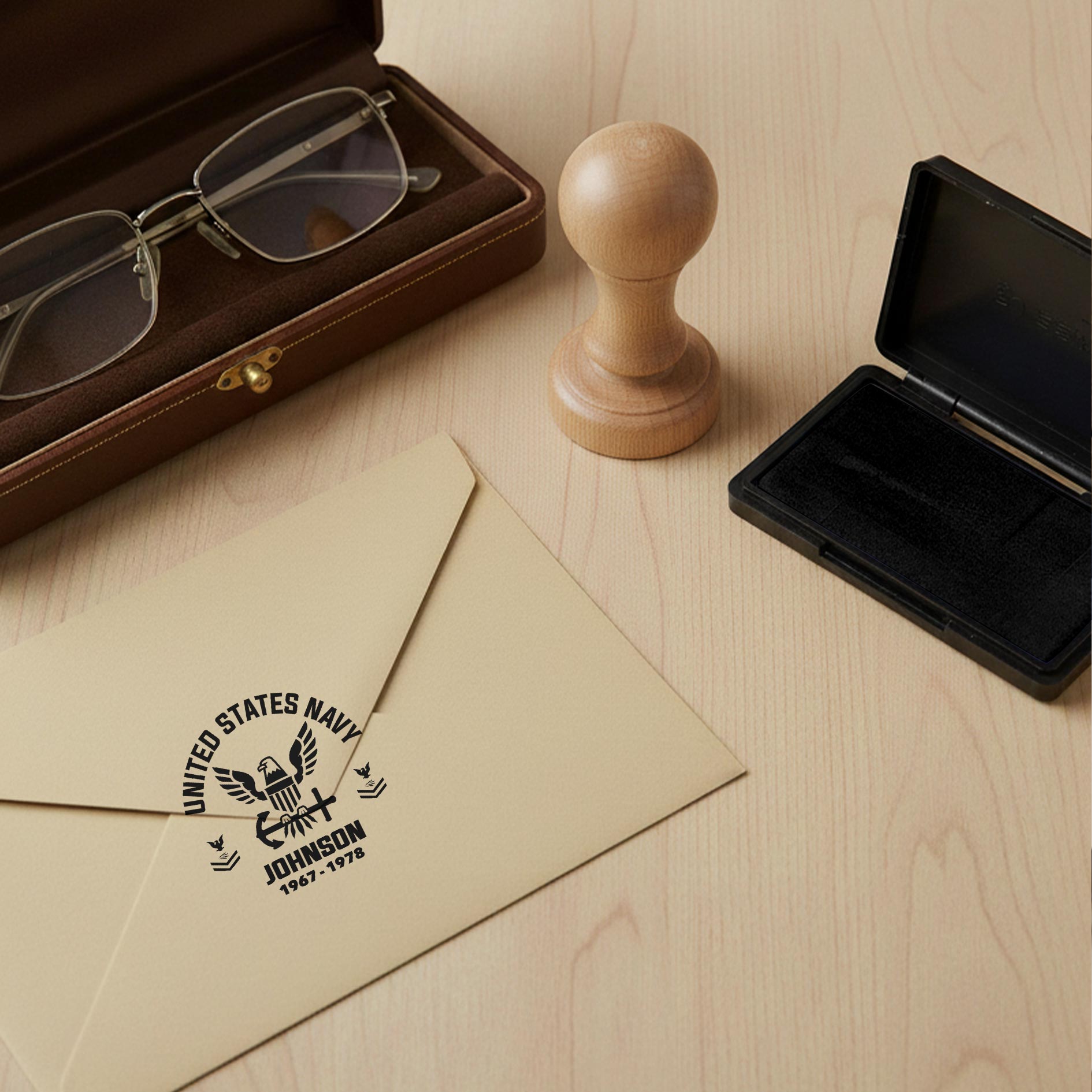 US Navy - Personalized Military Wooden Stamp - Image 2