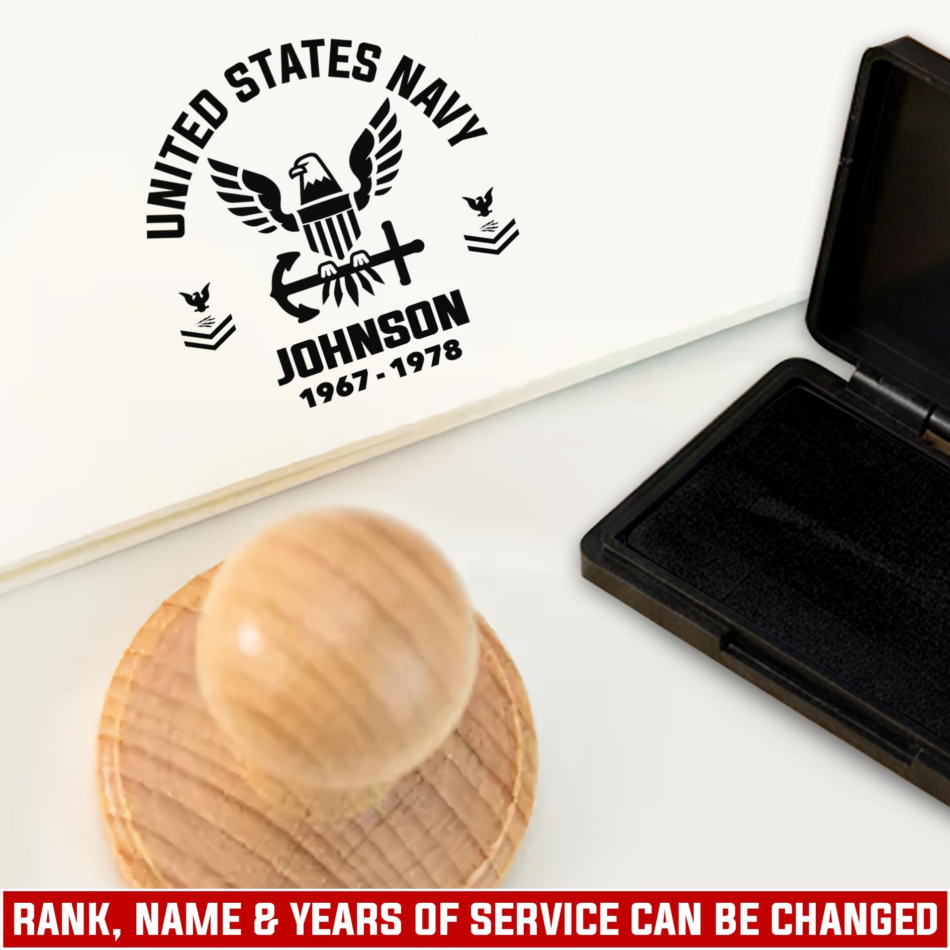 US Navy - Personalized Military Wooden Stamp