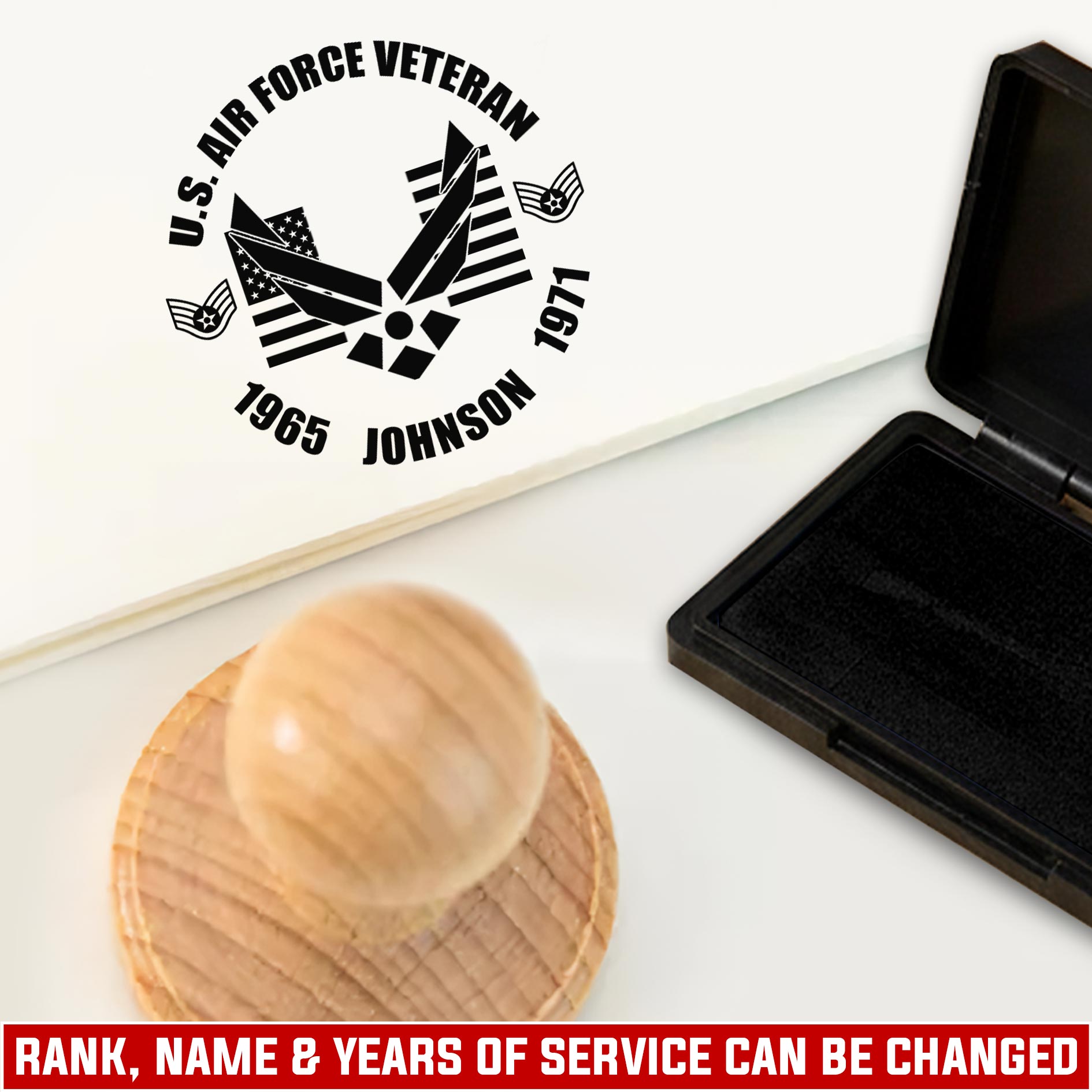US Air Force, American By Birth, Veteran By Choice - Personalized Military Round Wooden Stamp