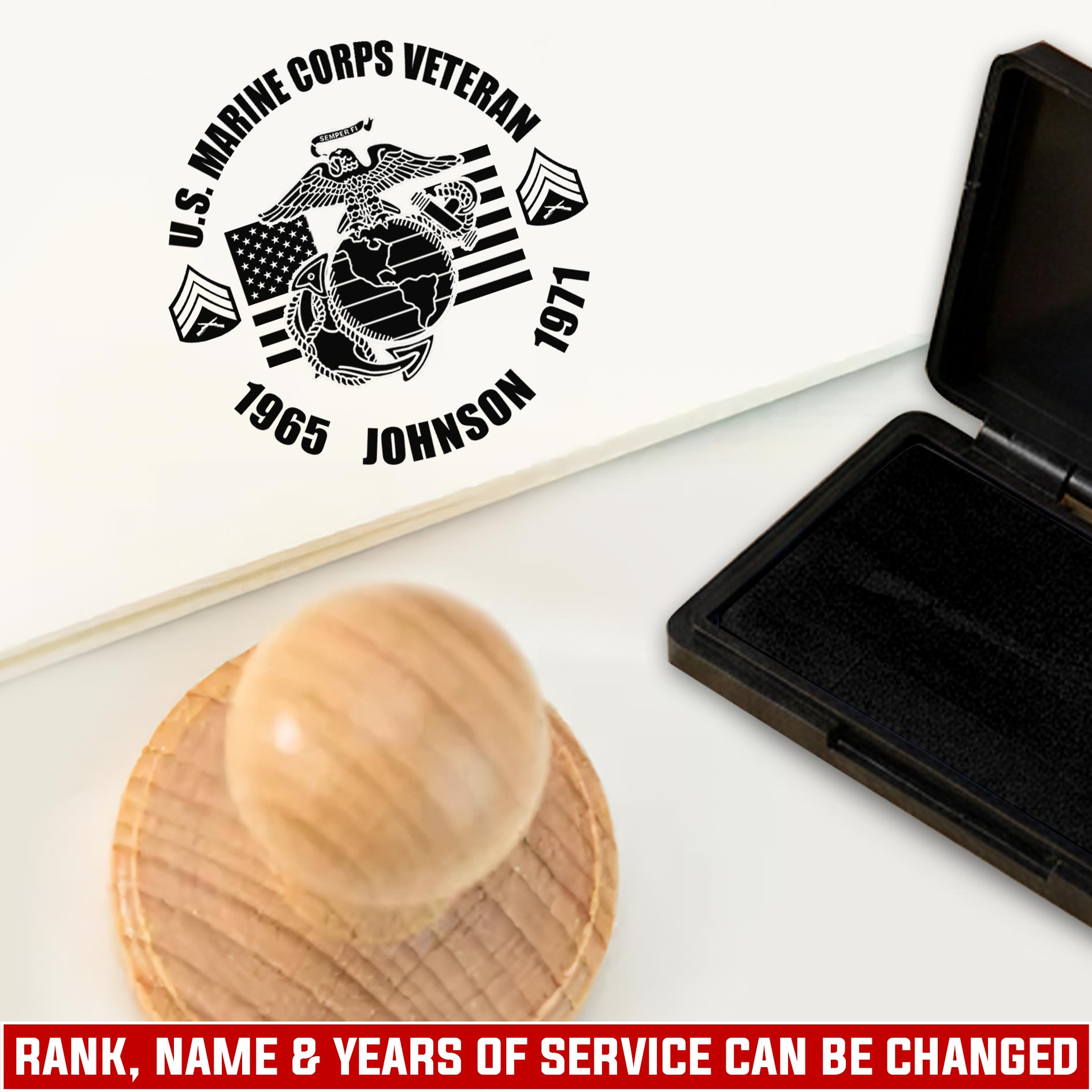 US Marine Corps, O 2 Marines First Lieutenant - Personalized Military Round Wooden Stamp