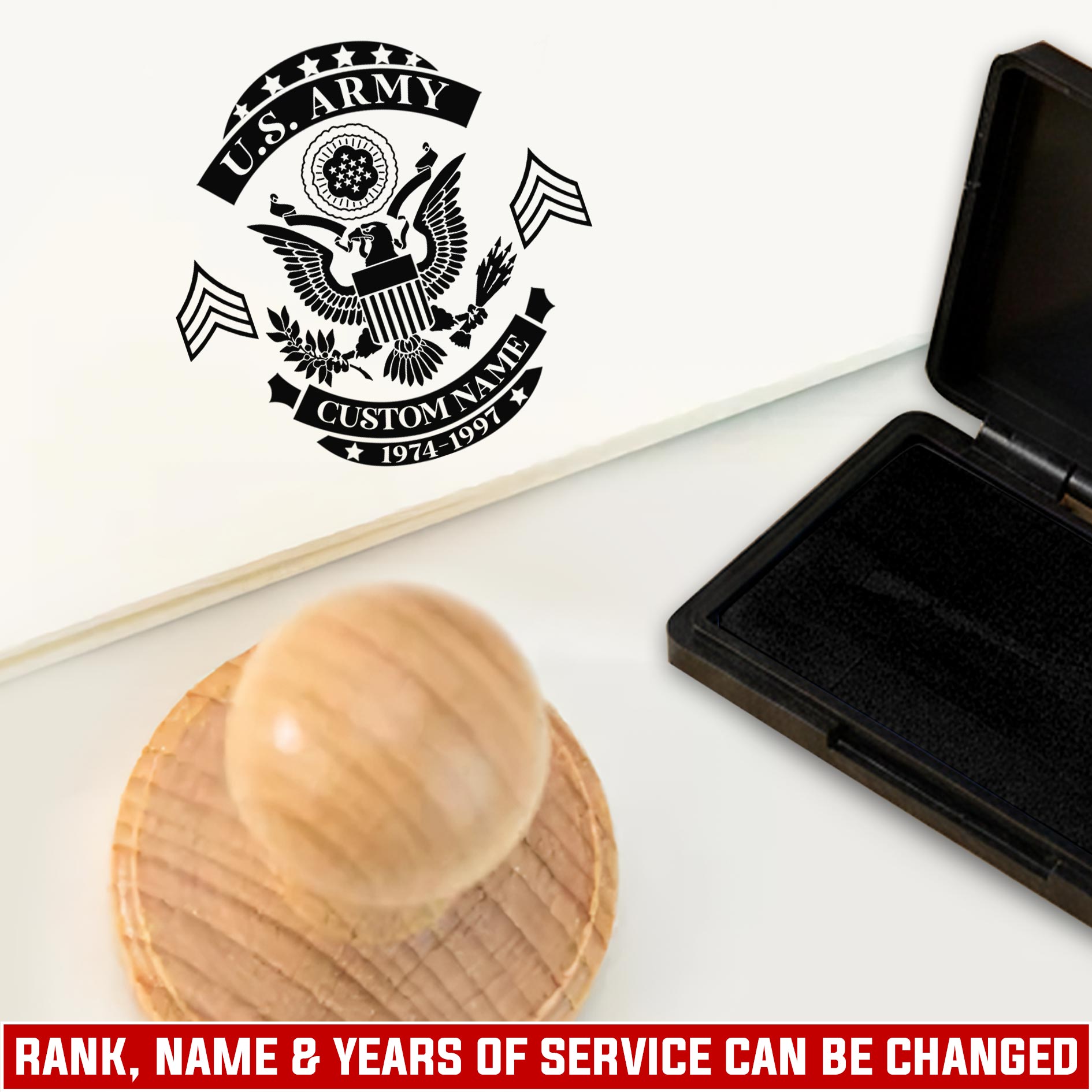 US Army, E 8 Army First Sergeant - Personalized Military Round Wooden Stamp