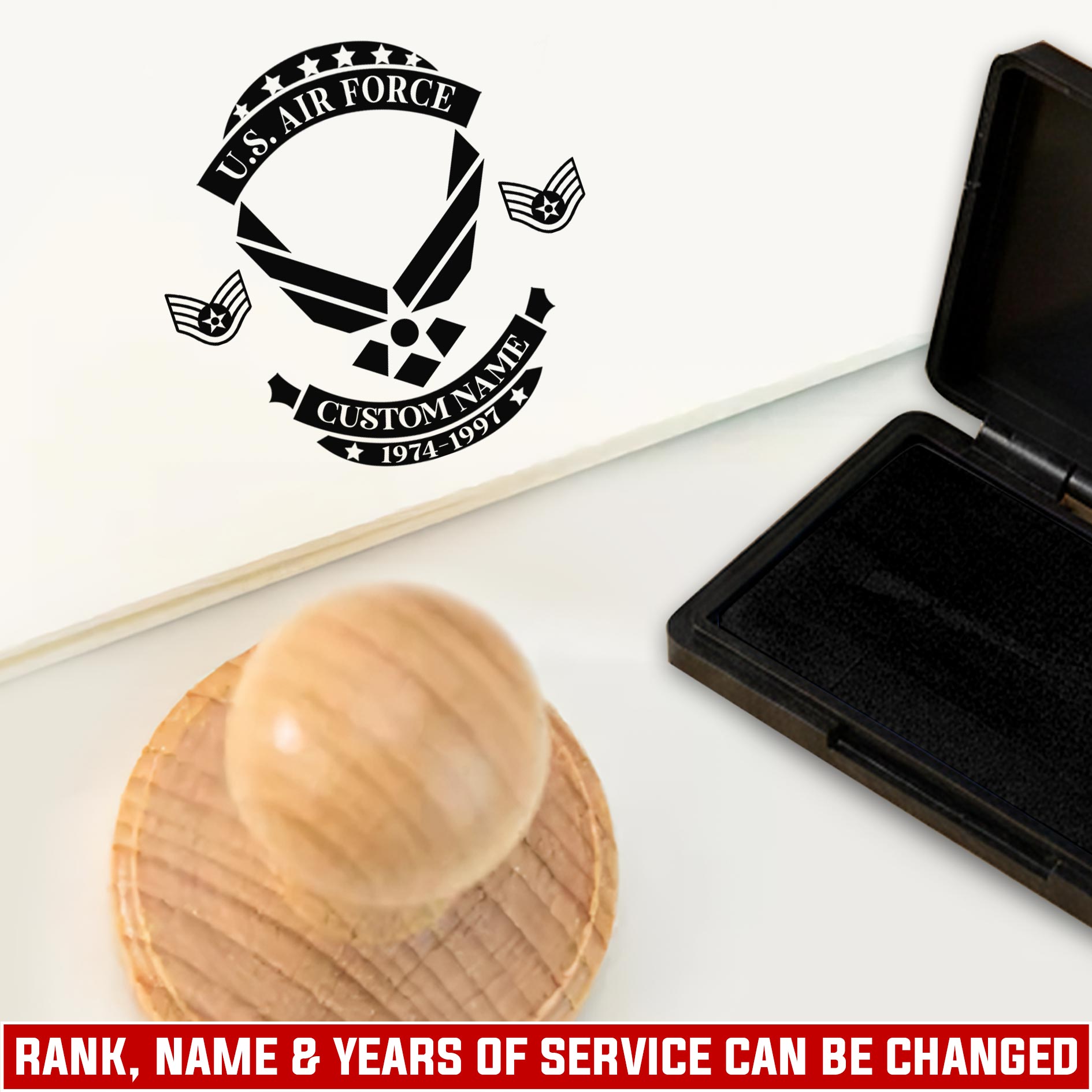 US Air Force, O 4 Air Force Major - Personalized Military Round Wooden Stamp