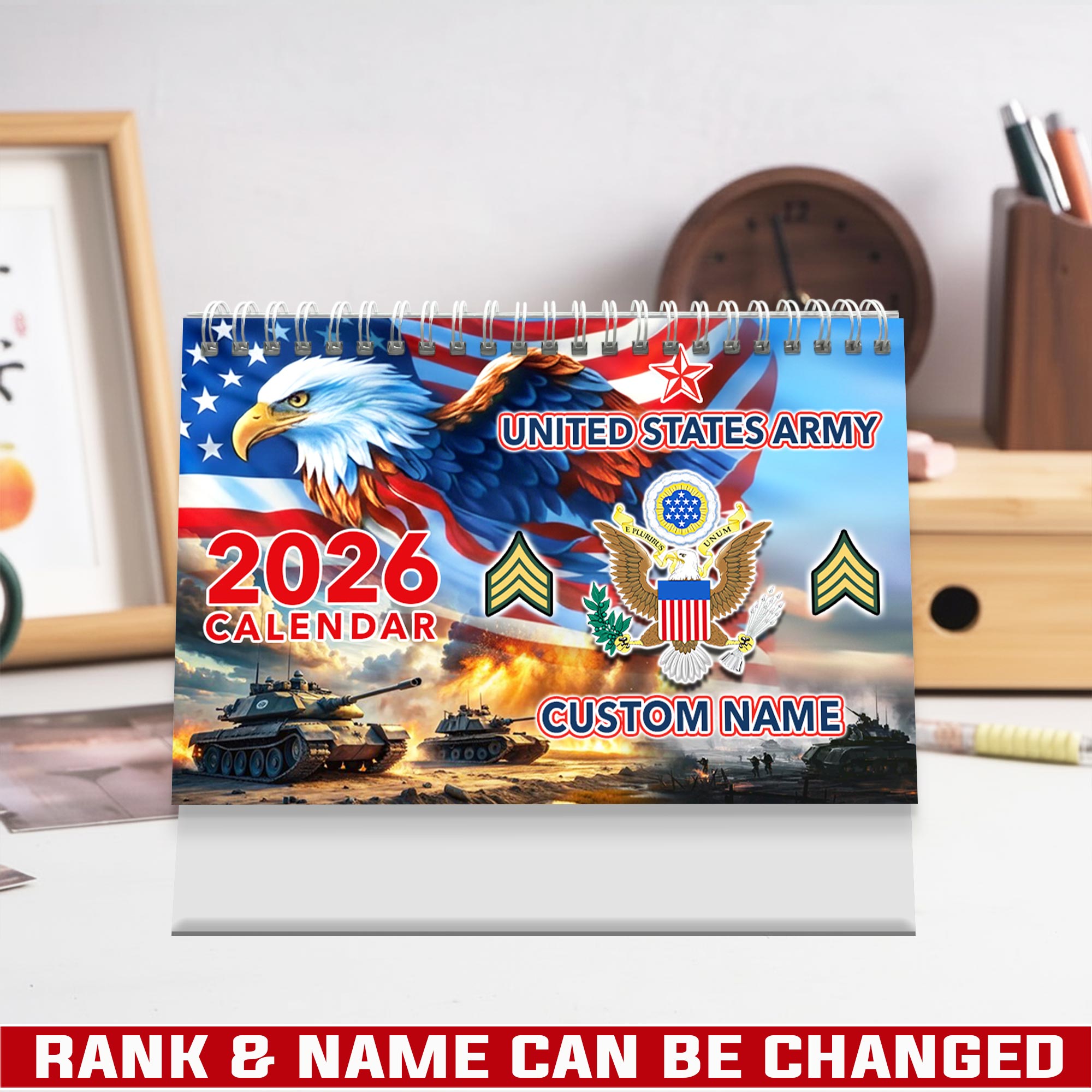 US Army, American By Birth, Veteran By Choice - Personalized Military Desk Calendar