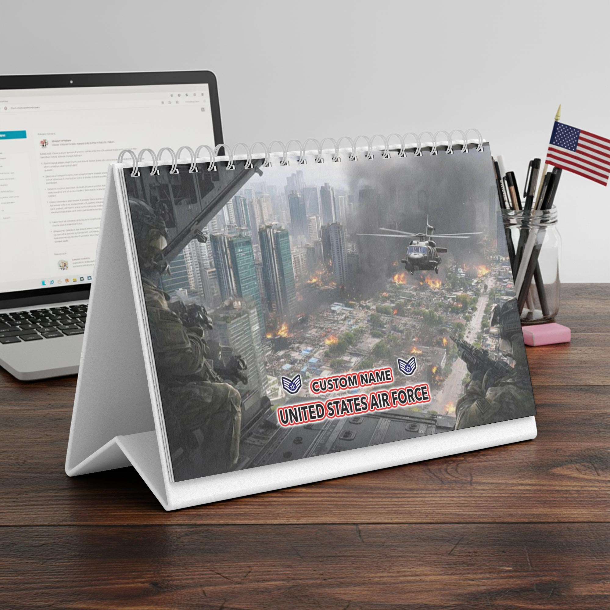 US Air Force, Thank a Veteran - Personalized Military Desk Calendar - Image 2