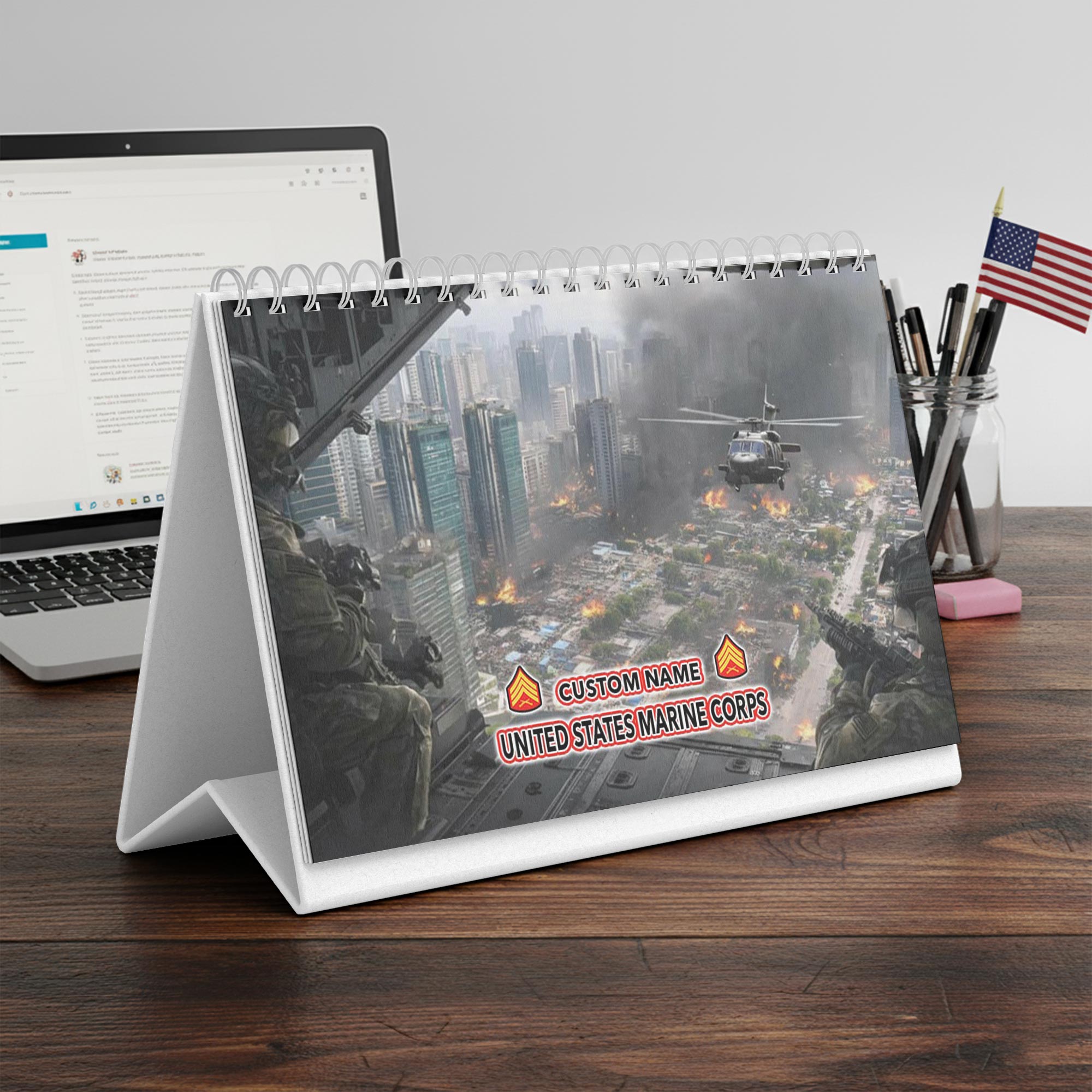 US Marine Corps, Honor The Fallen - Personalized Military Desk Calendar - Image 2