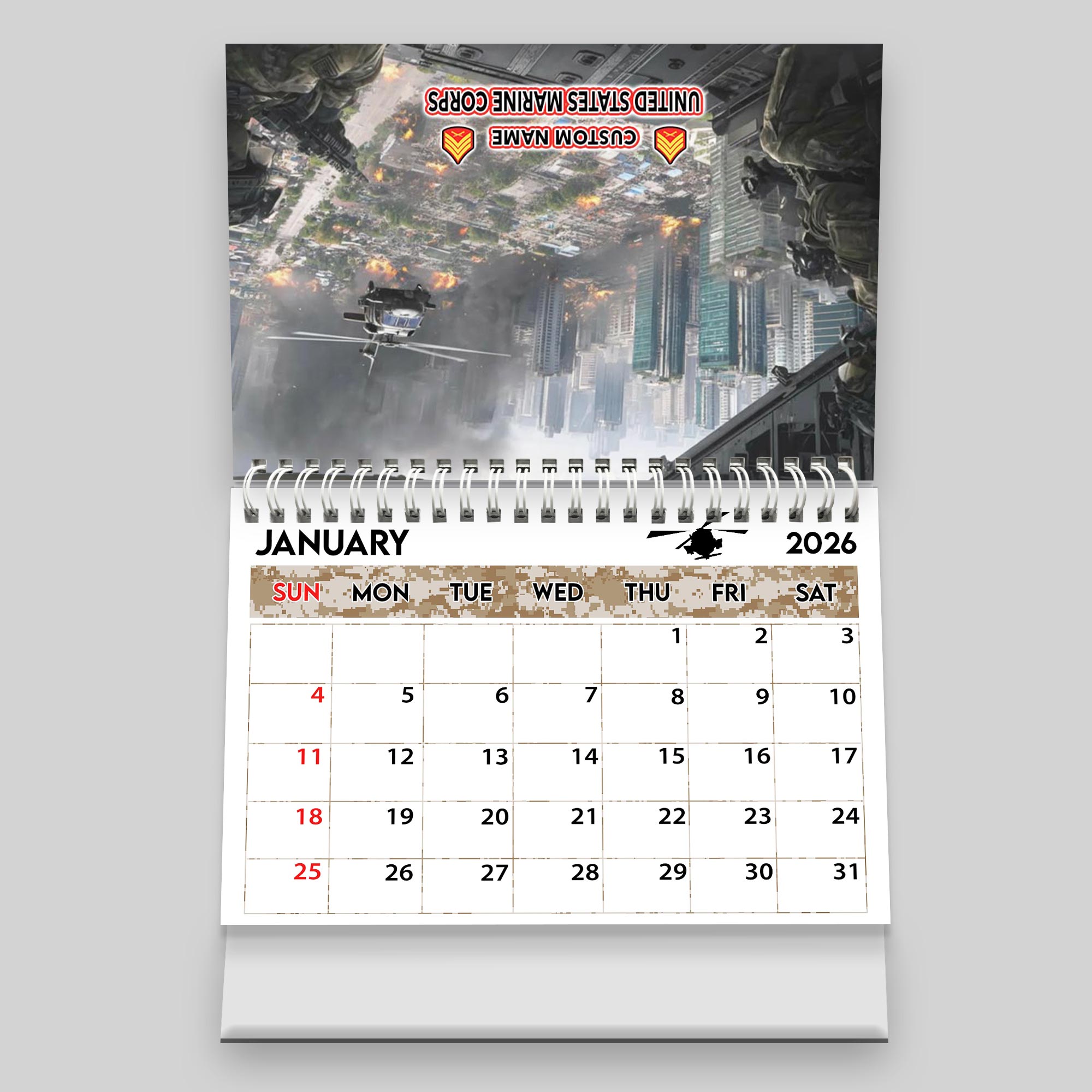 US Marine Corps, Honor The Fallen - Personalized Military Desk Calendar - Image 3