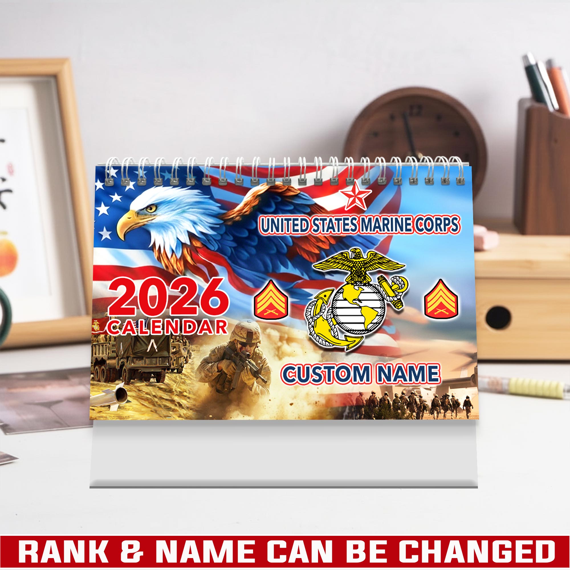 US Marine Corps, Honor The Fallen - Personalized Military Desk Calendar