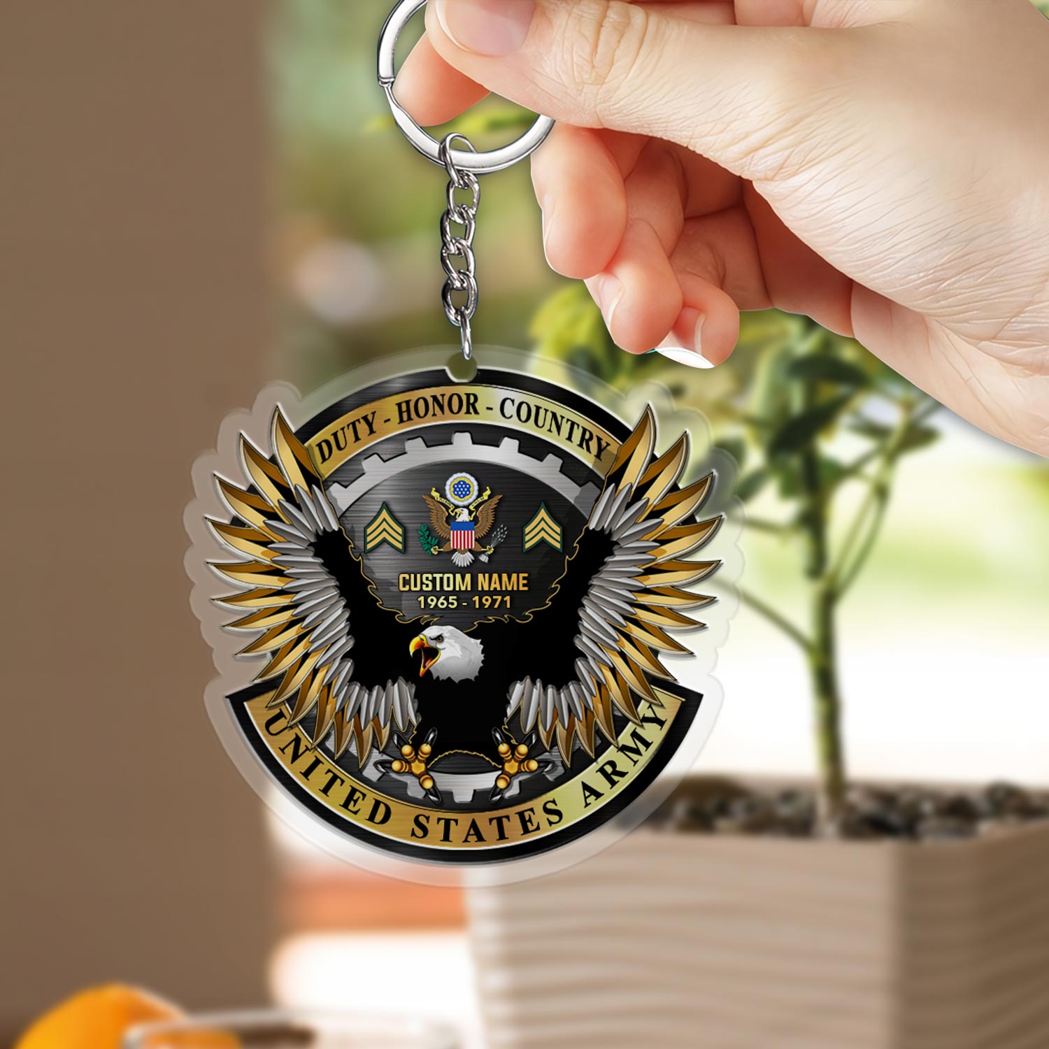 US Army, Land Of The Free, Because Of The Brave - Acrylic Keychain - Image 2